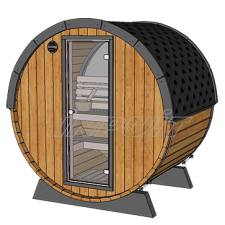 Barrel sauna/steam room RON 2 with half-moon window, one room