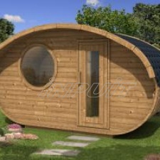 Oval sauna BIG PORCINE with three rooms