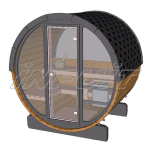 Barrel sauna/steam room RON 4 with half-moon + fullmoon window, one room